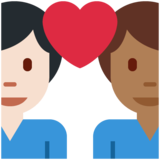 情侣: 男人男人中等-深肤色较浅肤色emoji素材一 160x160像素