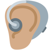 带助听器的耳朵：中等肤色emoji素材一 160x160像素