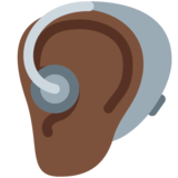 带助听器的耳朵：深色肤色emoji素材一 160x160像素