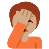 单手捂脸的人：中等肤色emoji素材一 160x160像素
