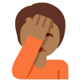 单手捂脸的人：中等深色肤色emoji素材一 160x160像素
