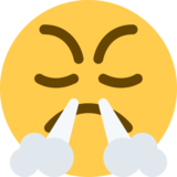 愤怒、鼻子冒白气的脸emoji素材一 160x160像素