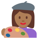 女艺术家：中黑肤色emoji素材一 160x160像素