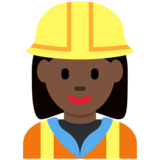 女建筑工人：深色肤色emoji素材一 160x160像素
