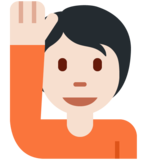 举手：浅肤色emoji素材一 160x160像素
