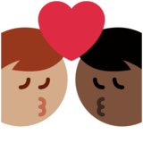 亲吻: 男人男人较深肤色中等肤色emoji素材一 160x160像素