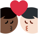 亲吻: 男人男人较浅肤色较深肤色emoji素材一 160x160像素