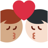 亲吻: 男人男人较浅肤色中等肤色emoji素材一 160x160像素
