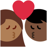 亲吻: 女人男人较深肤色中等-深肤色emoji素材一 160x160像素