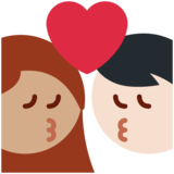 亲吻: 女人男人较浅肤色中等肤色emoji素材一 160x160像素