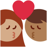 亲吻: 女人男人中等-深肤色中等肤色emoji素材一 160x160像素