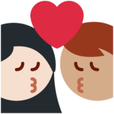 亲吻: 女人男人中等肤色较浅肤色emoji素材一 160x160像素