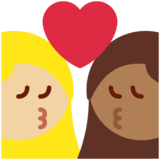 亲吻: 女人女人中等-浅肤色中等-深肤色emoji素材一 160x160像素
