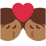 亲吻: 中等-深肤色emoji素材一 160x160像素