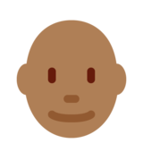 男士：中黑肤色，秃顶emoji素材一 160x160像素