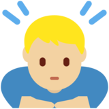 男人鞠躬：中浅肤色emoji素材一 160x160像素