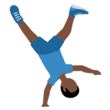 侧手翻的男人：深色肤色emoji素材一 160x160像素