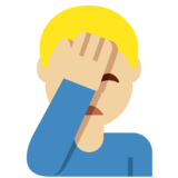 单手捂脸的男人：中等浅肤色emoji素材一 160x160像素