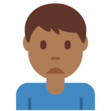 男人皱眉：中黑肤色emoji素材一 160x160像素