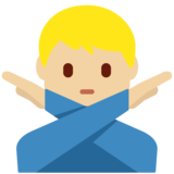 打“不”手势的男人：中浅肤色emoji素材一 160x160像素