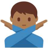 打“不”手势的男人：中黑肤色emoji素材一 160x160像素