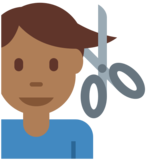 男士理发：中等深色肤色emoji素材一 160x160像素