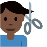 男人理发：深色肤色emoji素材一 160x160像素