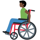 坐在手动轮椅上的男人：深色肤色emoji素材一 160x160像素