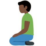 跪着的男人：深色肤色emoji素材一 160x160像素