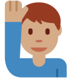 举手的男人：中等肤色emoji素材一 160x160像素