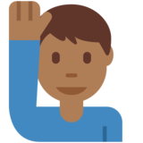 举手的男人：中黑肤色emoji素材一 160x160像素