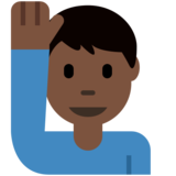 举手的男人：深色肤色emoji素材一 160x160像素