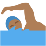 男子游泳：中黑肤色emoji素材一 160x160像素
