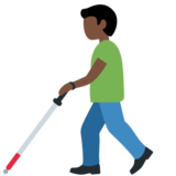 拿拐杖的男人：深色肤色emoji素材一 160x160像素