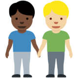 男士牵手：深色肤色，中浅肤色emoji素材一 160x160像素