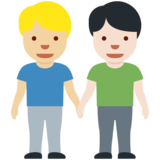 男士牵手：中浅肤色，浅肤色emoji素材一 160x160像素