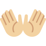 双手张开：中等浅肤色emoji素材一 160x160像素