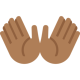 双手张开：中等深色肤色emoji素材一 160x160像素