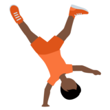 侧手翻的人：深色肤色emoji素材一 160x160像素