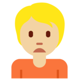 人皱眉：中等浅肤色emoji素材一 160x160像素