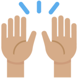 举手：中等肤色emoji素材一 160x160像素