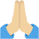双手合十、祈祷的手:中等浅肤色emoji素材一 160x160像素