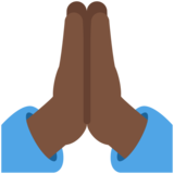 双手合十、祈祷的手：深色肤色emoji素材一 160x160像素