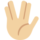 手指分开的手礼：中等浅肤色emoji素材一 160x160像素