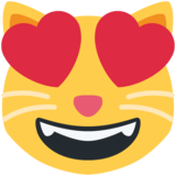眼里有爱心的笑脸猫emoji素材一 160x160像素