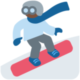 滑雪板：深色肤色emoji素材一 160x160像素