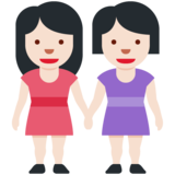 女性牵手：浅肤色emoji素材一 160x160像素