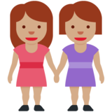 女性牵手：中等肤色emoji素材一 160x160像素