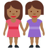女性牵手：中深色肤色emoji素材一 160x160像素