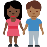 男女牵手:深色肤色,中深色肤色emoji素材一 160x160像素